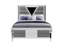 MARCO METALLIC WHITE QUEEN BED WITH LED 3D MIRROR