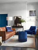 Teddy Navy Velvet Ottoman/Stool