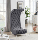 Crescent Grey Velvet Accent Chair