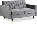 Lola Grey Velvet Loveseat