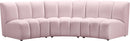 Infinity Pink Velvet 3pc. Modular Sectional