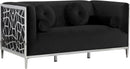 Opal Black Velvet Loveseat