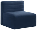 Quincy Navy Velvet Modular Armless Chair