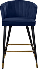 Cassie Navy Velvet Stool