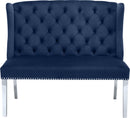 Suri Navy Velvet Settee Bench