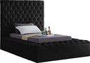 Bliss Black Velvet Twin Bed (3 Boxes)