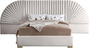 Cleo Cream Velvet Queen Bed (3 Boxes)