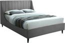 Eva Grey Velvet Queen Bed