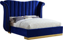 Flora Navy Velvet King Bed (3 Boxes)