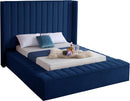Kiki Navy Velvet Queen Bed (3 Boxes)