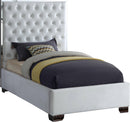 Lexi White Velvet Twin Bed