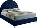 Rainbow Navy Velvet Queen Bed