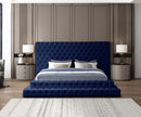 Revel Navy Velvet King Bed (3 Boxes)