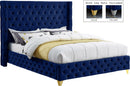 Savan Navy Velvet Queen Bed
