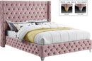 Savan Pink Velvet Queen Bed