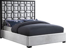 Taj White Velvet Queen Bed