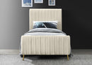 Zara Cream Velvet Twin Bed (3 Boxes)