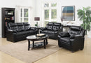 Black Faux Leather Sofa Set 1380