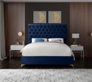 Cruz Navy Velvet King Bed
