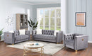 Gray Velvet Tufted Sofa Set 2094