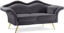 Lips Grey Velvet Loveseat