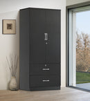 Black 2-Door Wardrobe with 2 Drawers 310
