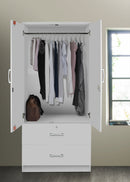 White 2-Door Wardrobe with 2 Drawers 311