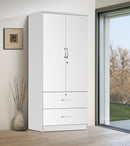 White 2-Door Wardrobe with 2 Drawers 311