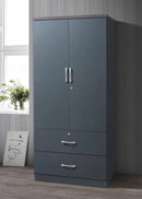 Gray 2-Door Wardrobe with 2 Drawers 316