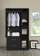 Black 3-Door Wardrobe with 2 Drawers 320