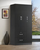 Black 3-Door Wardrobe with 2 Drawers 320
