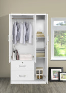 White 3-Door Wardrobe with 2 Drawers 321
