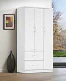 White 3-Door Wardrobe with 2 Drawers 321