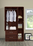 Mahogany 3-Door Wardrobe with 2 Drawers 322