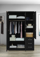 Black 3-Door Wardrobe with 3 Drawers 330