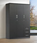 Black 3-Door Wardrobe with 3 Drawers 330