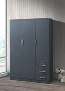 Grey 3-Door Wardrobe with 3 Drawers 336