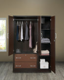 Espresso Woven-Panel 3-Door Wardrobe with Mirror 337
