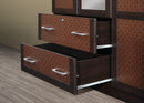 Espresso Woven-Panel 3-Door Wardrobe with Mirror 337