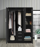 Black 3-Door Wardrobe with Mirror 340