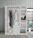 White 3-Door Wardrobe with Mirror 341