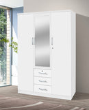 White 3-Door Wardrobe with Mirror 341