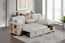 Beige Pop-Up Sleeper Sectional with Shelves 3451