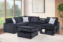 Black Pop-Up Sleeper Sectional with Storage 3580