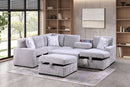Light Gray Pop-Up Sleeper Sectional with Storage 3583