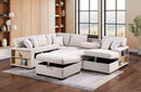 Beige Pop-Up Sleeper Sectional with Shelves 3591