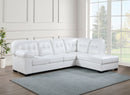 White Faux Leather Sectional with Chaise 3791