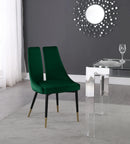 Sleek Green Velvet Dining Chair