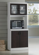 White & Espresso Microwave Cabinet 410