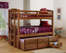 Mocha Twin over Twin Bunk Bed with Trundle Drawers 5057